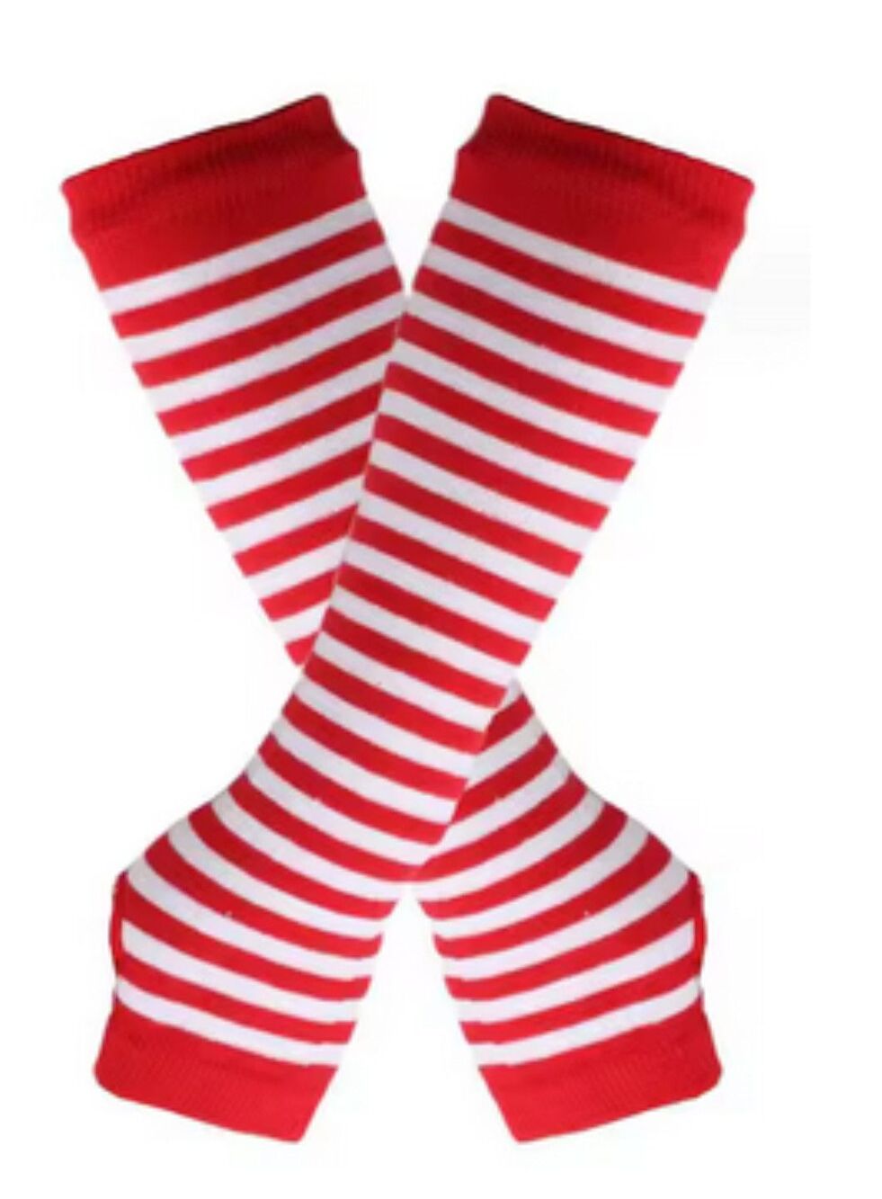 Gothic Punk Anime Candy Cane Festival Fingerless Gloves Red & White 11in Hallowe